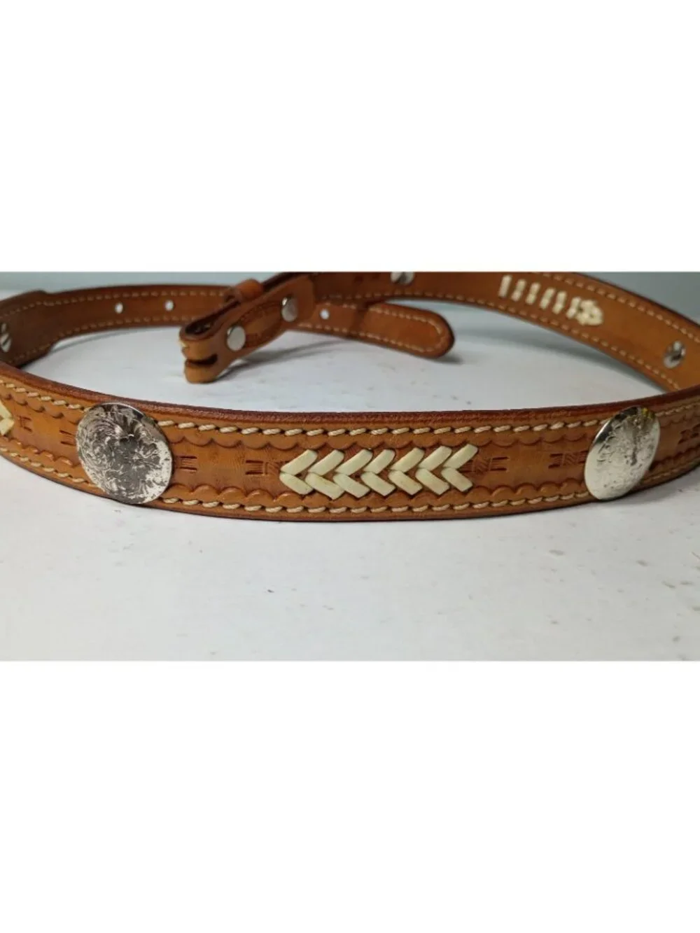 Cowboy Gear Mark Fanning Men's Leather Concho Belt 30
